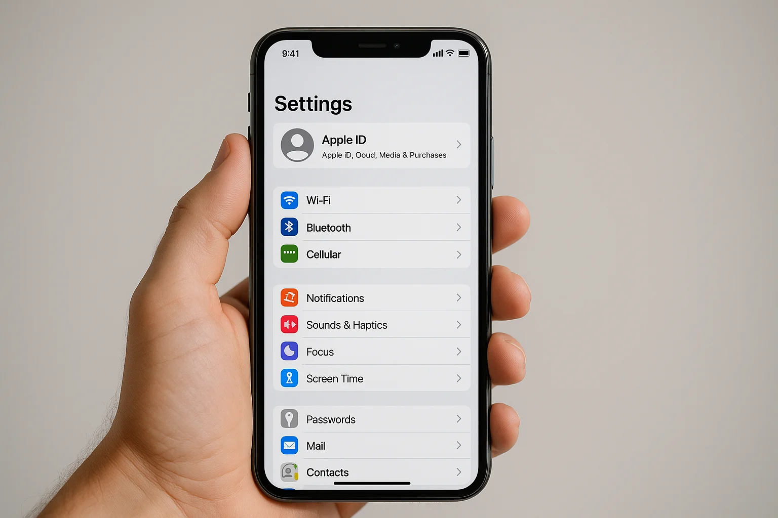 change email password on iPhone